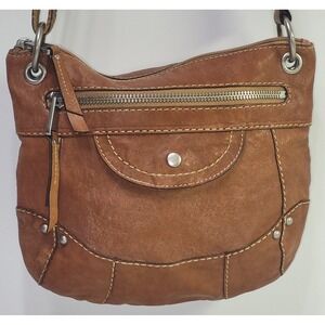 Fossil Women's Brown Leather Crossbody Bag Adjustable Strap Vintage